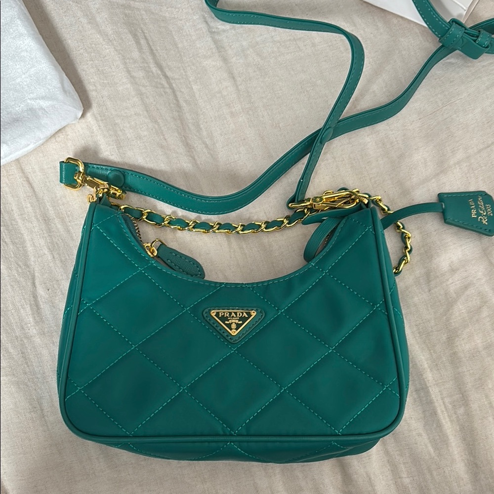 Prada Green Quilted Shoulder Bag